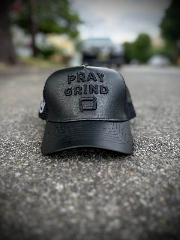 Pray Grind Repeat- Asphalt Leather / Signature Series snap-back *Limited Edition*