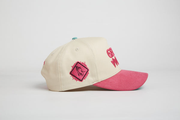 God’s Work- Signature Series Suede Hot Pink & Teal Snapback