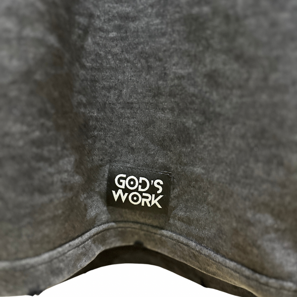 God’s Work- Oversized Garment Dyed French Terry Distressed T-Shirt (black)