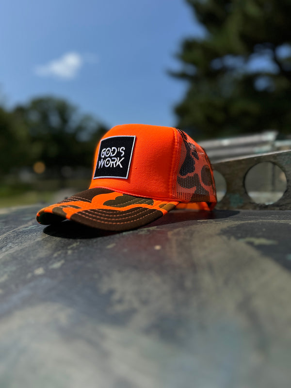 GOD'S WORK- Tangerine Foam Mesh Snap-back