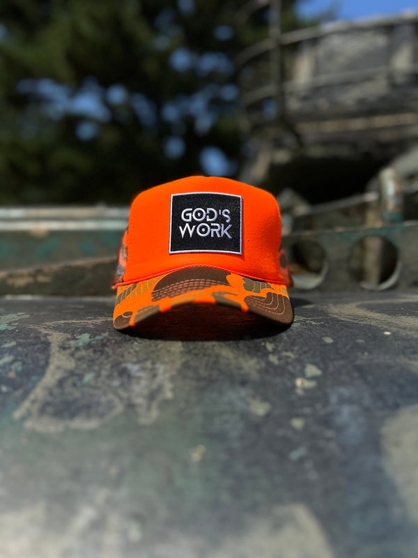 GOD'S WORK- Tangerine Foam Mesh Snap-back