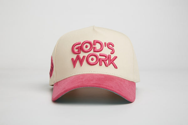 God’s Work- Signature Series Suede Hot Pink & Teal Snapback