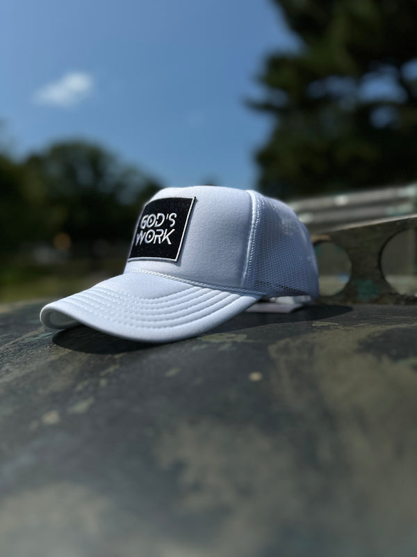 GOD'S WORK- White Foam Mesh Snap-back