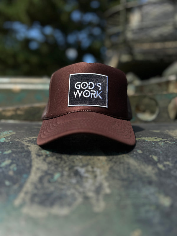 GOD'S WORK- Chocolate Foam Mesh Snap-back