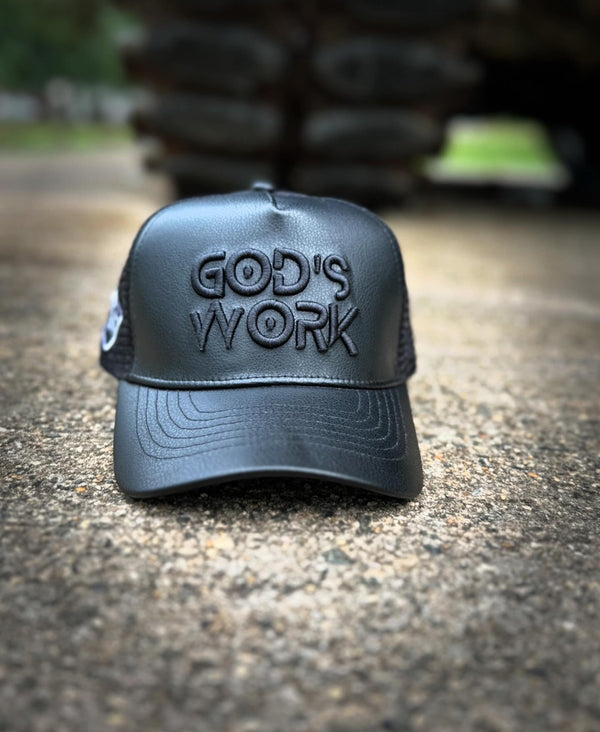 God's Work- Asphalt Leather / Signature Series snap-back *Limited Edition*