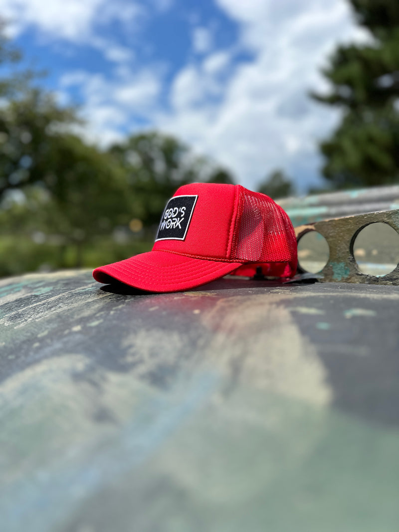 GOD'S WORK- Red Foam Mesh Snap-back