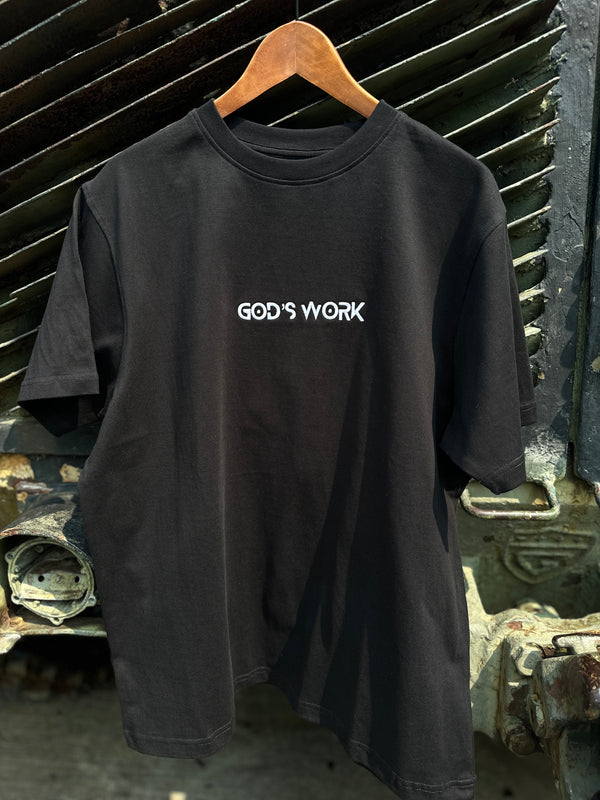 God's Work- (embroidered) Premium Heavyweight T-shirt (black/white)