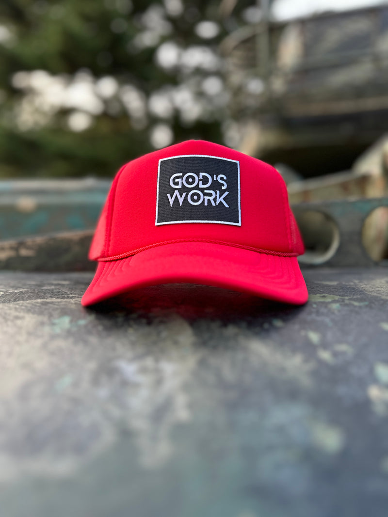 GOD'S WORK- Red Foam Mesh Snap-back