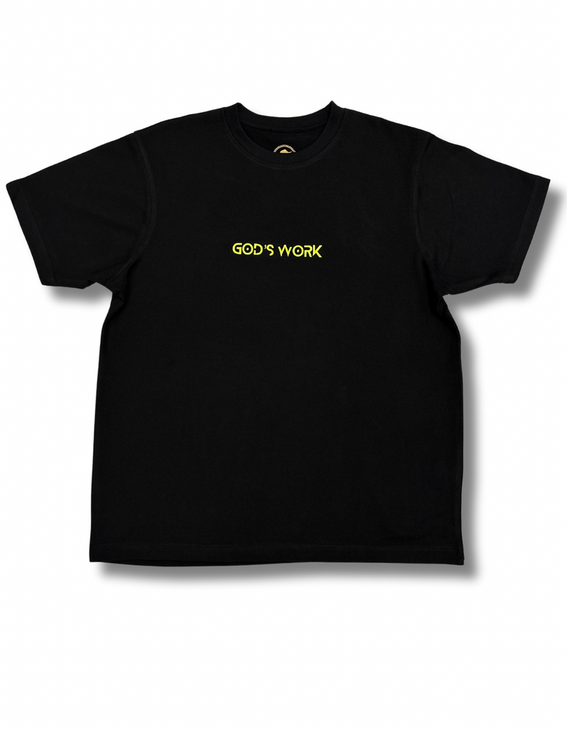 God's Work- (embroidered) Premium Heavyweight T-shirt (black/neon green)