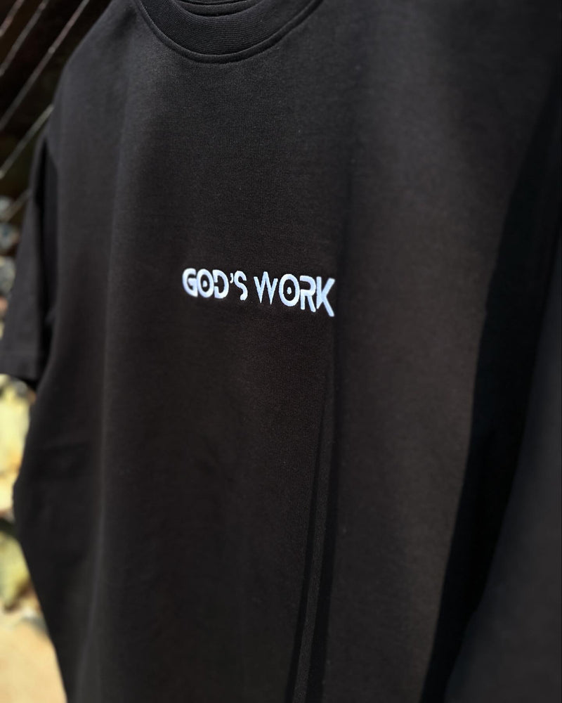 God's Work- (embroidered) Premium Heavyweight T-shirt (black/white)