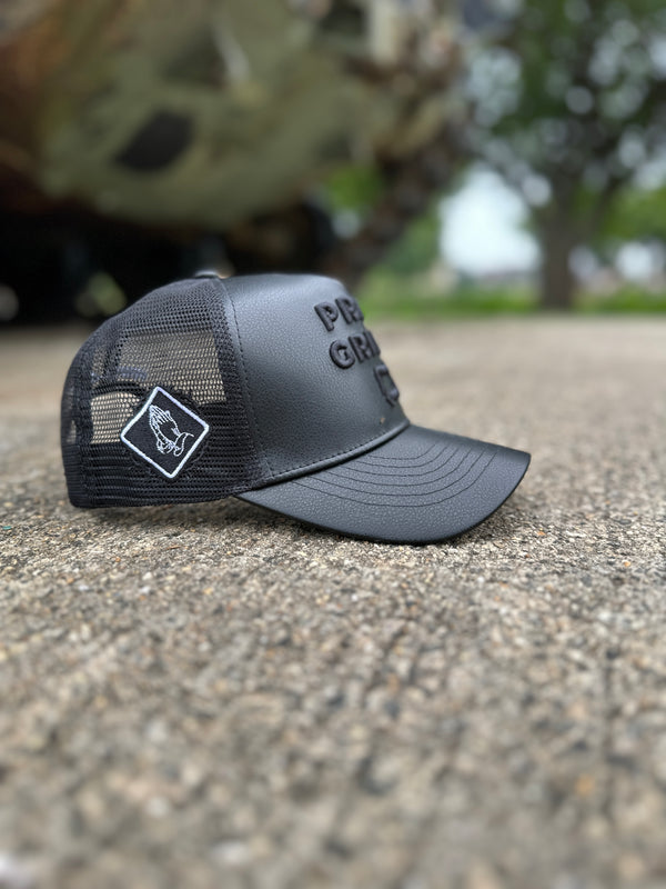 Pray Grind Repeat- Asphalt Leather / Signature Series snap-back *Limited Edition*