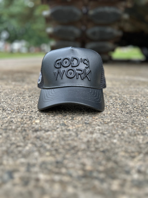 God's Work- Asphalt Leather / Signature Series snap-back *Limited Edition*