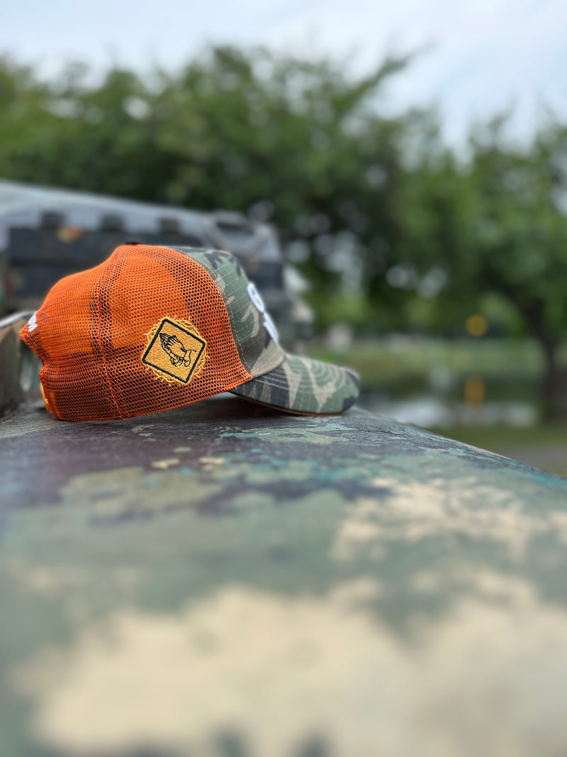 God’s Work- Signature Series (camo/orange) mesh snap-back