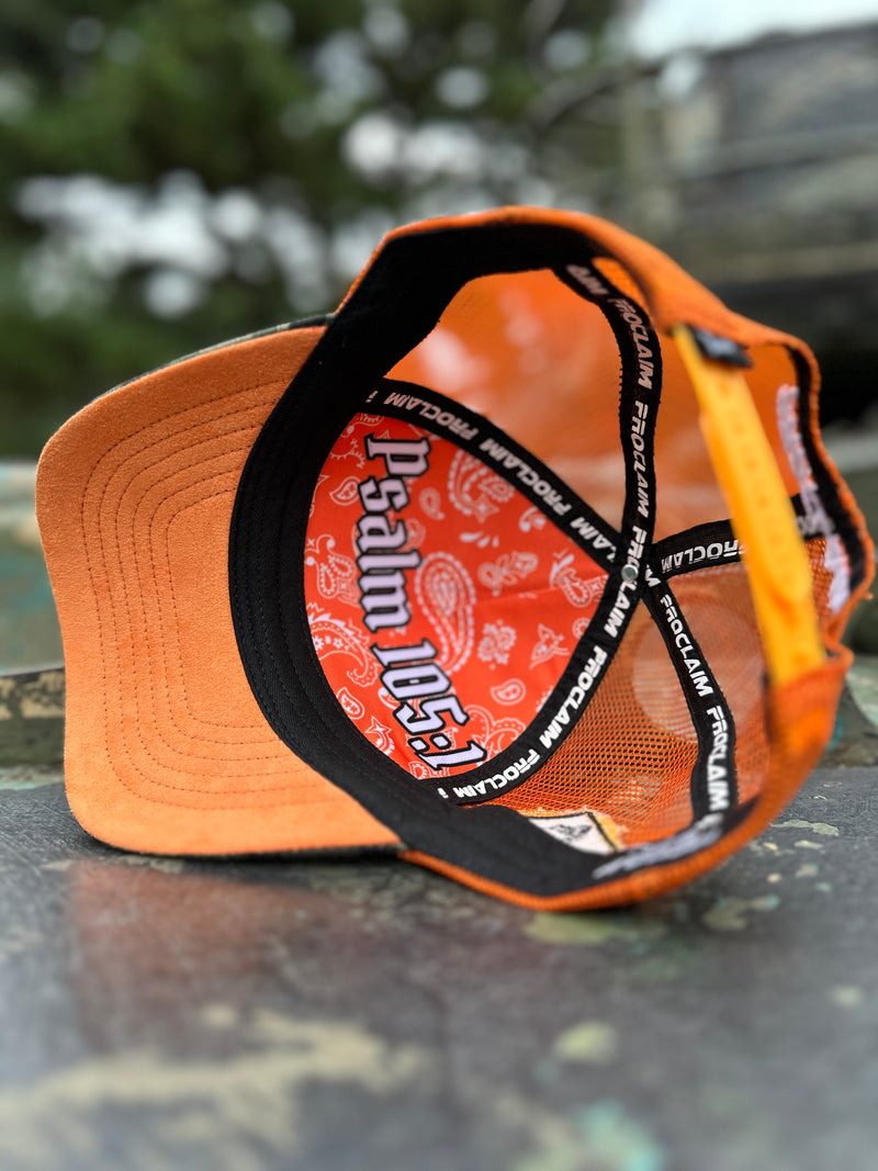 God’s Work- Signature Series (camo/orange) mesh snap-back