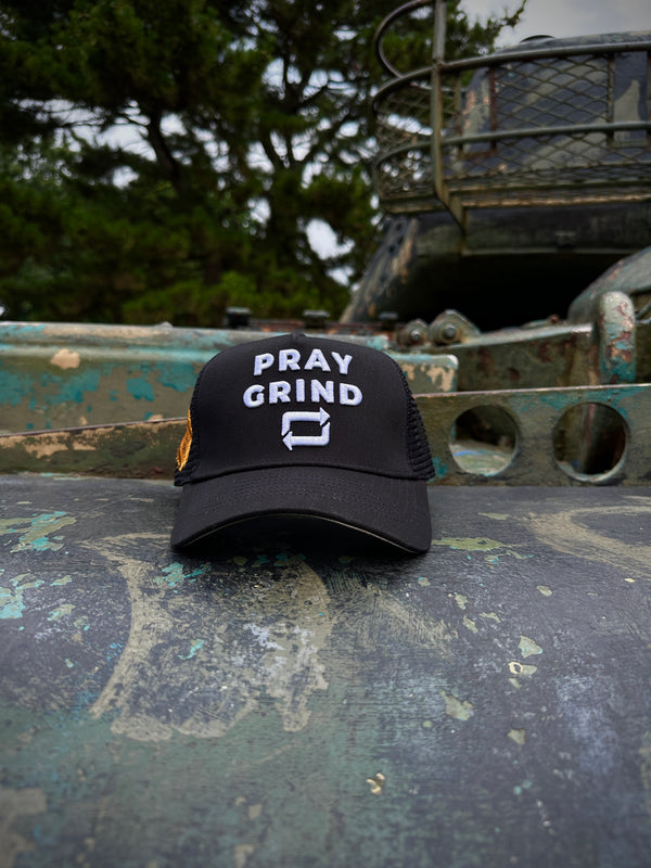 Pray Grind Repeat- Signature Series (Black) mesh snap-back