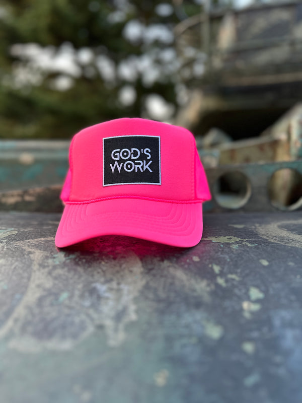 GOD'S WORK- Hot Pink Foam Mesh Snap-back