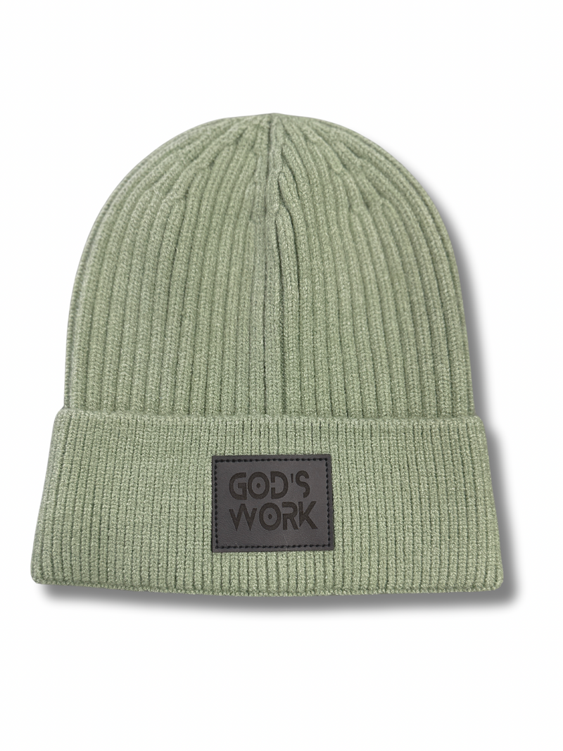 God's Work Premium Leather Patch Beanie