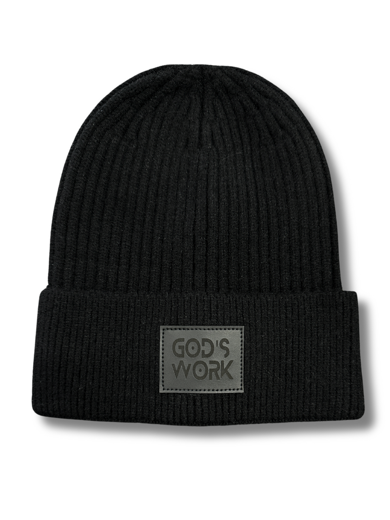 God's Work Premium Leather Patch Beanie