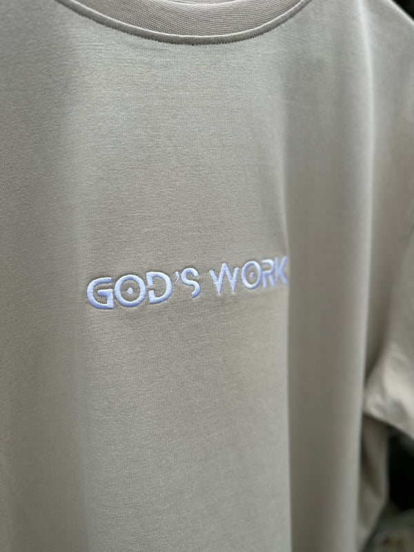 God's Work- (embroidered) Premium Heavyweight T-shirt (cream/white)