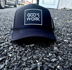 GOD'S WORK- Black Foam Mesh Snap-back